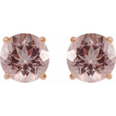 14K Rose 6 mm Natural Pink Morganite Stud Earrings